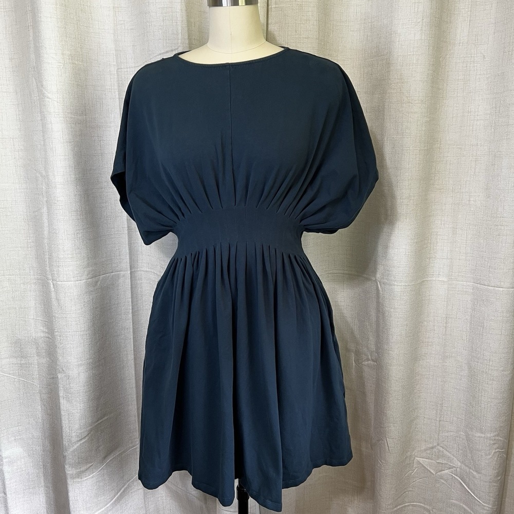 eShakti Navy Blue Midi Dress